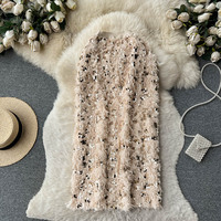 Skirts Women Autumn High Waist Midi Sequined 1